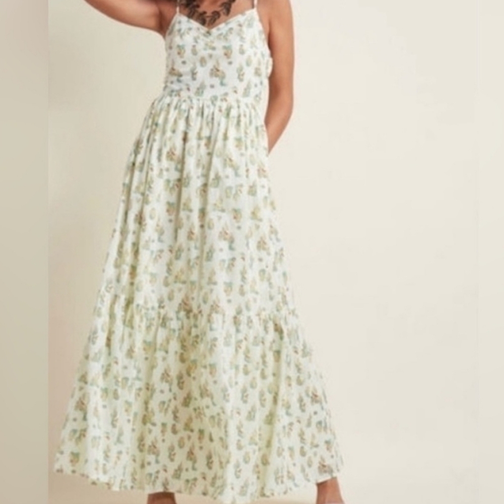 ModCloth Cactus Print tiered boho  Maxi Dress Sz M